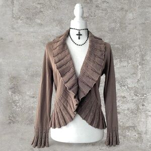 Cottagecore Brown Women's Cotton Cardigan Size Medium